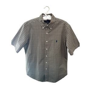 RALPH LAUREN | Classic Fit Short Sleeve Brown Plaid Button Down Shirt | Medium